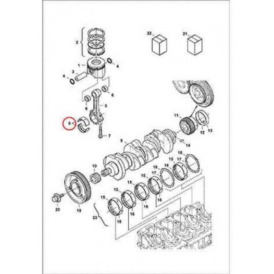 7008421 Вкладыши шатунные (комплект) -0,20 mm Bobcat