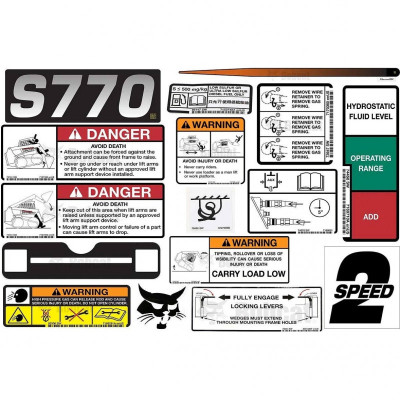 Комплект наклеек для внутреннего и внешнего перевода S770 Bobcat, 6990491