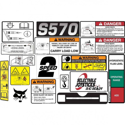 Комплект перекладних табличок для внутрішнього та зовнішнього перекладу моделі S570 Bobcat, 6990599