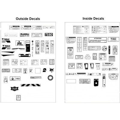 Комплект внутрішніх та зовнішніх наклейок T590 Bobcat, 7285446