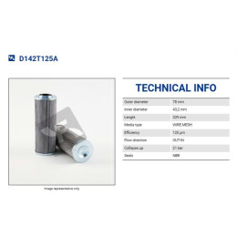 D142T125A Гидравлический фильтр D142T125A Гидравлический фильтр