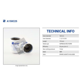 FILTREC A150C25 SPIN-ON CARTRIDGE FILTREC A150C25 SPIN-ON CARTRIDGE
