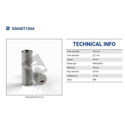 XD040T100A Гидравлический фильтр XD040T100A Гидравлический фильтр